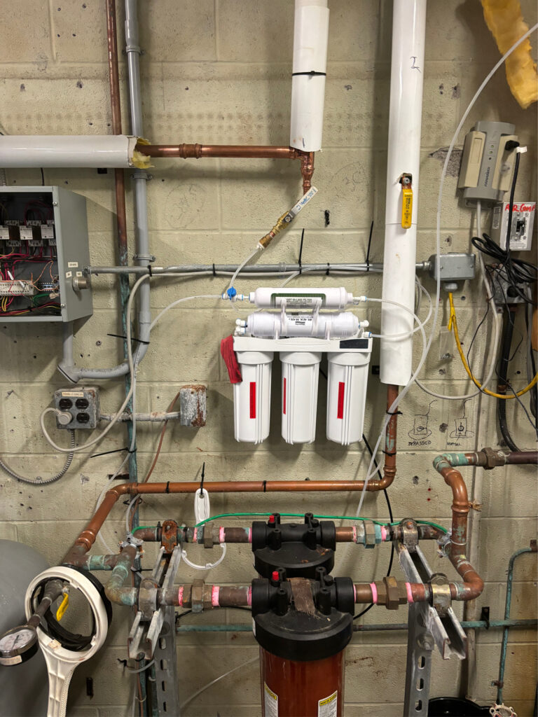 RO Water treatment system installed in a mechanical room 